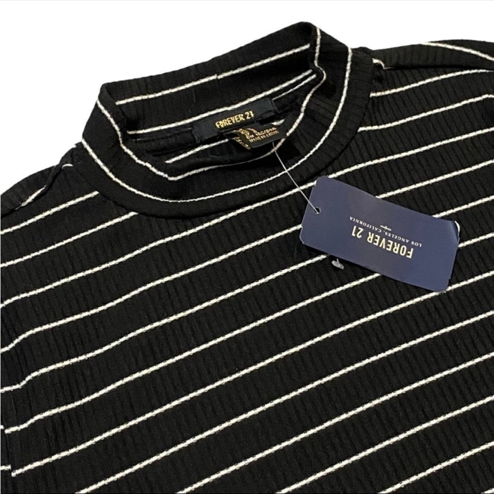 Forever 21 Striped Knit Dress S Black Long Sleeve Preppy Twee Academia - Picture 4 of 7